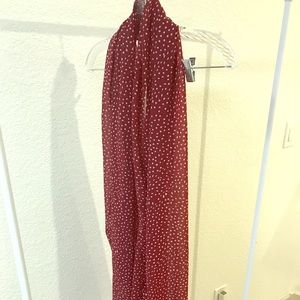 Loft- Maroon and white polka dot scarf